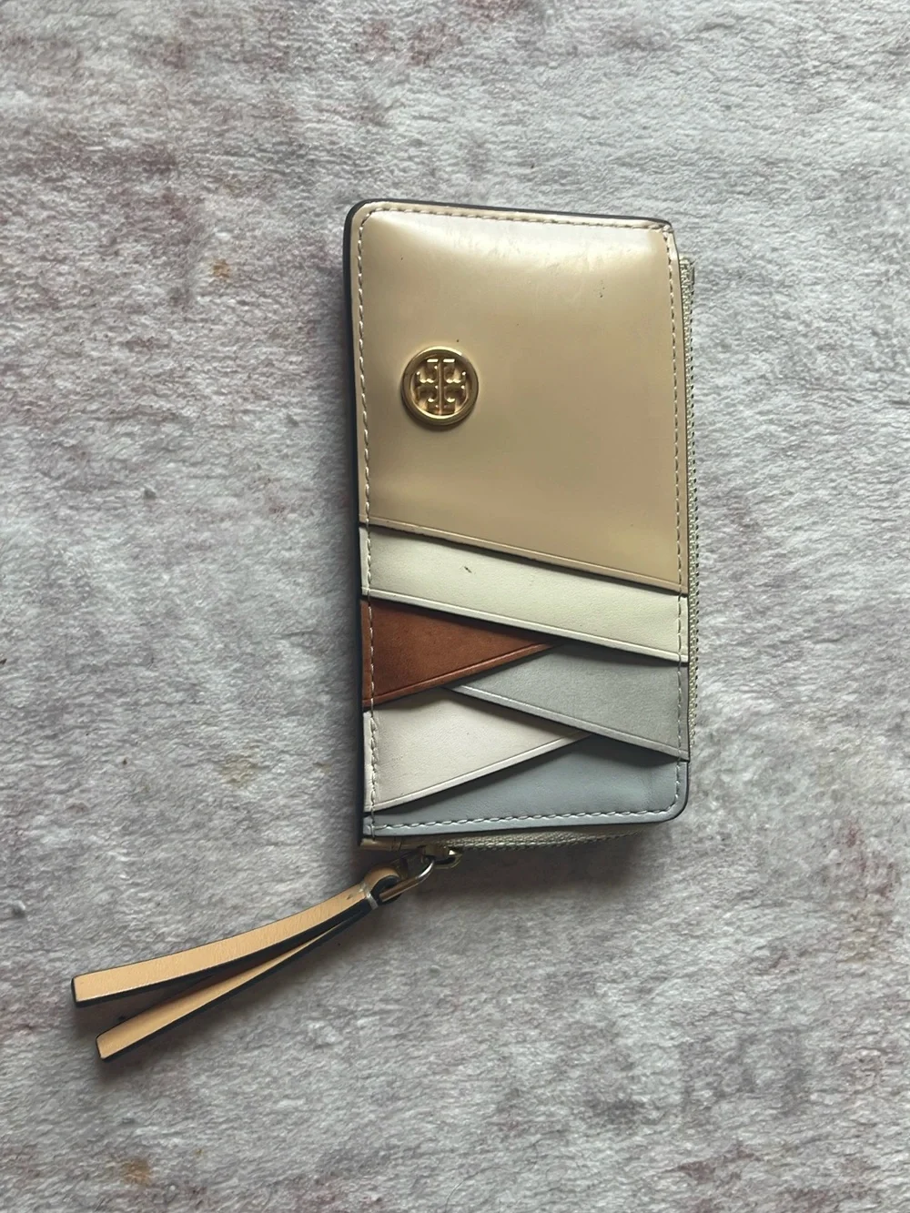 Tory Burch Multi-Color Leather Phone Wristlet Wallet - Beige & Tan